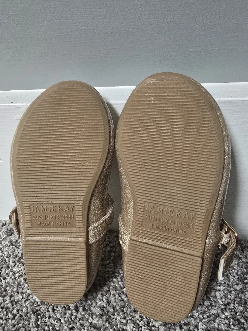 Jamie Kay Baby/Toddler US 5.5 Glitter Mary Jane Ballet Flats - Champagne